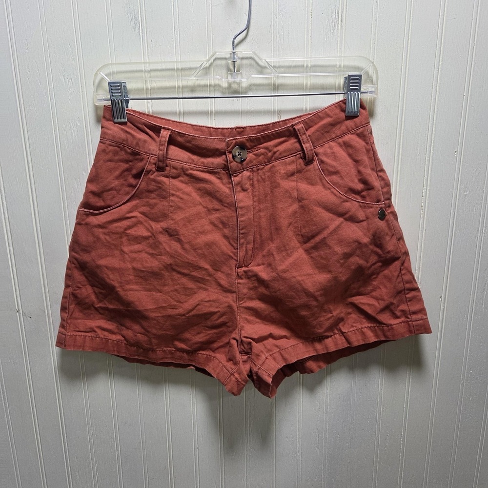 Roxy Shorts Womens Small Orange Chino Cotton Twill Flat Front Casual Summer